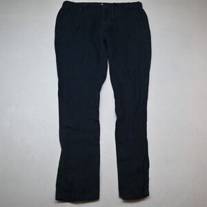 Galeries Lafayette 36x32 Navy Blue 100% Linen Button Fly Drawstring Slim Pants